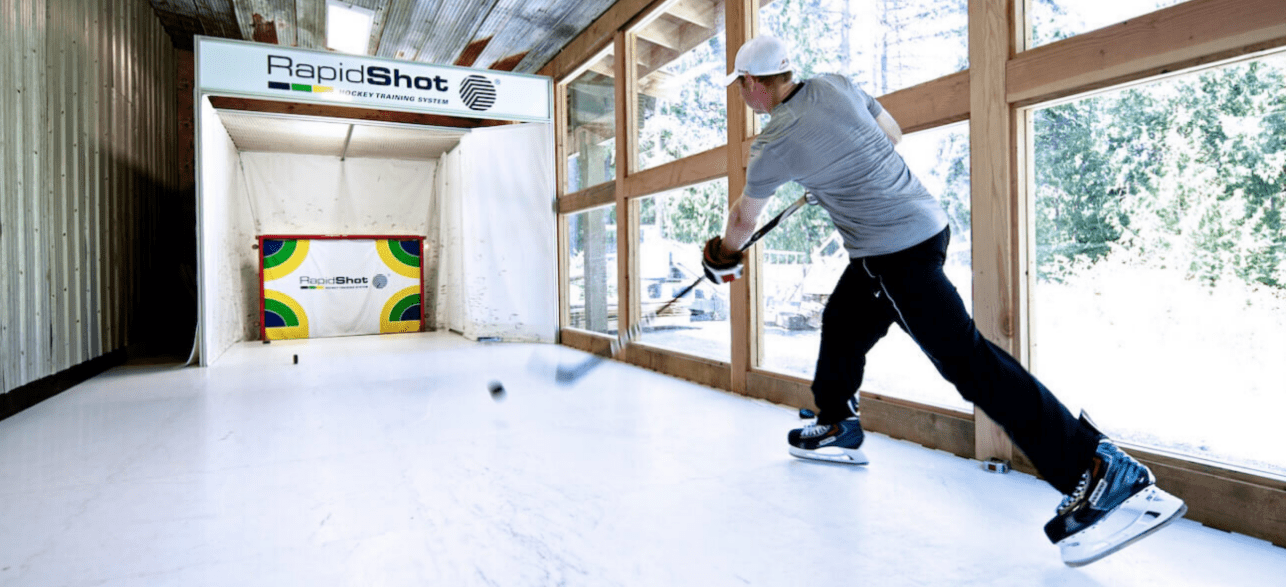 Hockey Player taking Shots in a RapidShot System
