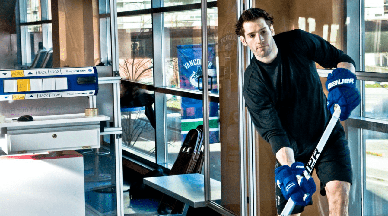 Professional Hockey player training with the RapidShot